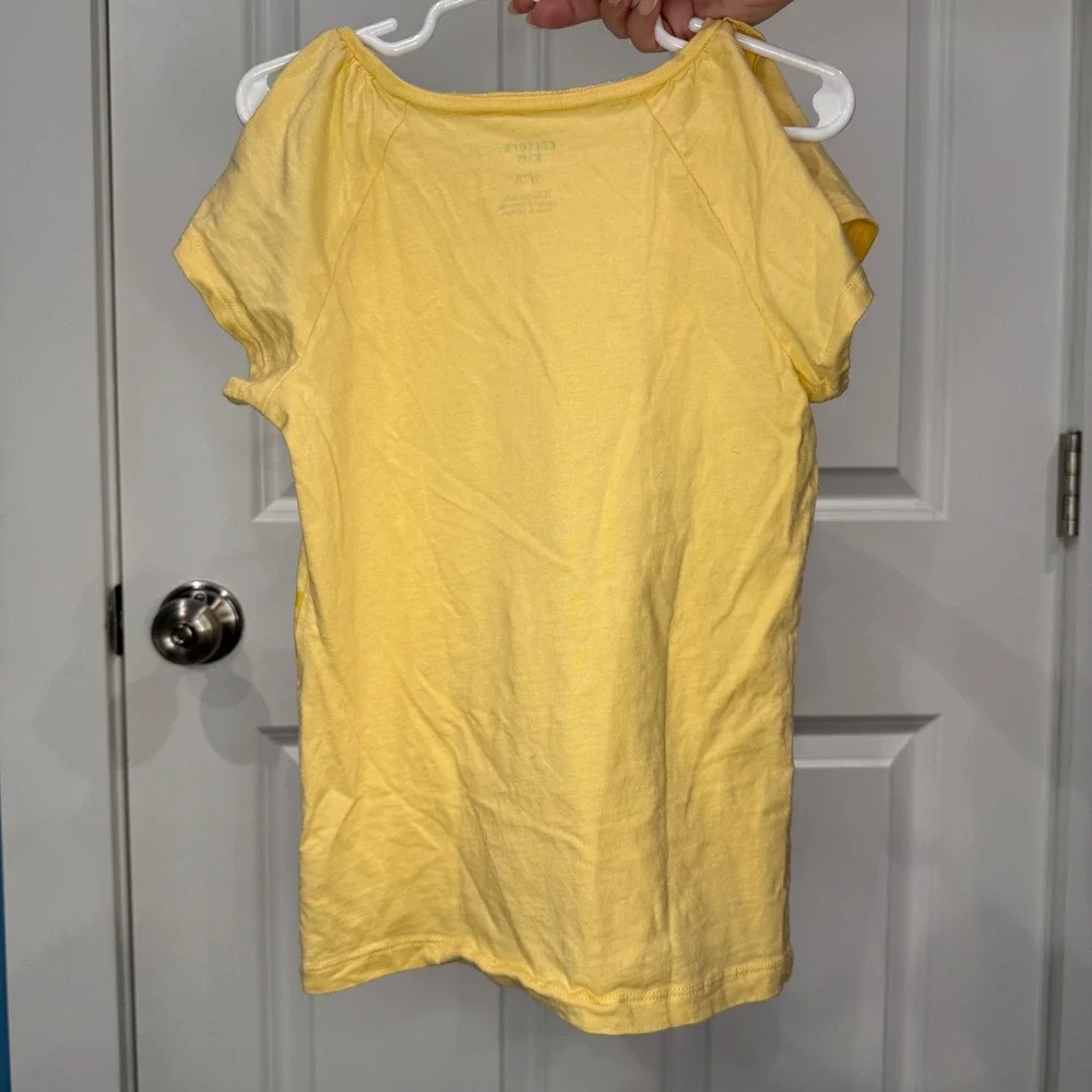 Carters Kid Girls Yellow Horse Graphic T-Shirt Size 7 Short Sleeve‎